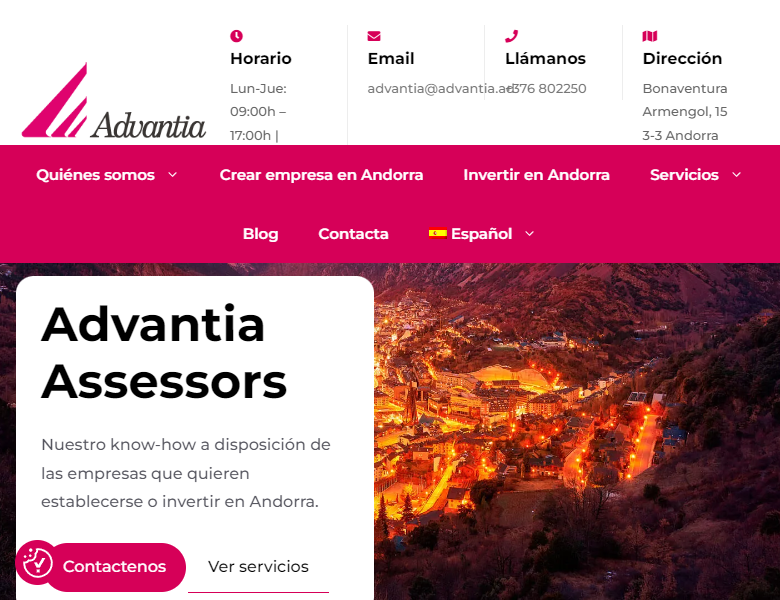 Advantia company formation Andorra : Consultoria, disseny i desenvolupament Web. 